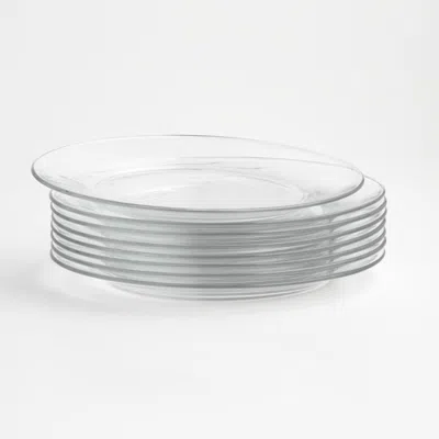 Crate & Barrel Moderno Glass Dinner Plates, Set Of 8 In Gray