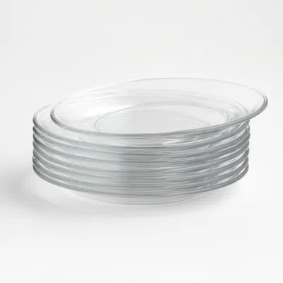 Crate & Barrel Moderno Glass Salad Plates, Set Of 8 In Transparent