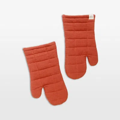Crate & Barrel Monaco Sierra Quilted Cotton Oven Mitt, Set Of 2 In Orange