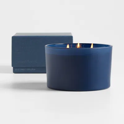 Crate & Barrel Monochrome No. 13 Indigo 3-wick Scented Candle - Palo Santo, Vetiver And Mandarin In Blue