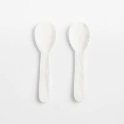 Crate & Barrel Mother Of Pearl Caviar Spoons, Set Of 2 In White