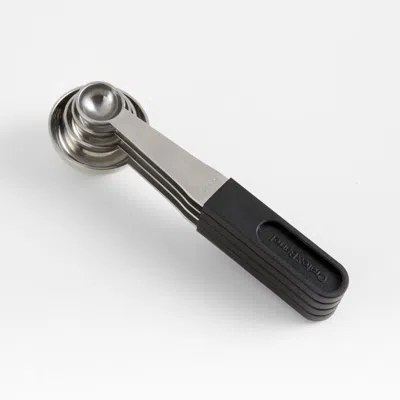 Crate & Barrel Nesting Clip Handle Stainless Steel Measuring Spoons, Set Of 4 In Silver