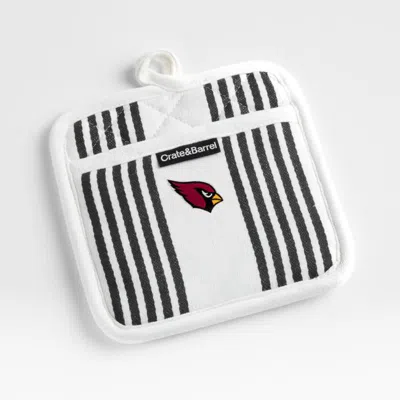 Crate & Barrel Nfl Arizona Cardinals Cuisine Stripe Black Organic Cotton Pot Holder In Multi