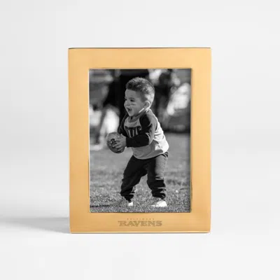 Crate & Barrel Nfl Baltimore Ravens Signature Brass 5x7 Tabletop Picture Frame In Gold