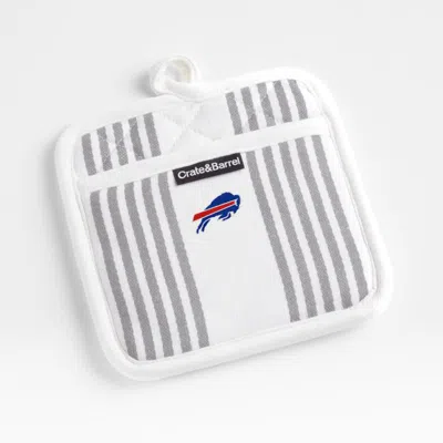 Crate & Barrel Nfl Buffalo Bills Cuisine Stripe Grey Organic Cotton Pot Holder In White