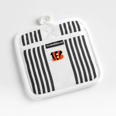 Crate & Barrel Nfl Cincinnati Bengals Cuisine Stripe Black Organic Cotton Pot Holder In White
