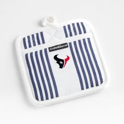 Crate & Barrel Nfl Houston Texans Cuisine Stripe Indigo Organic Cotton Pot Holder In Blue/white