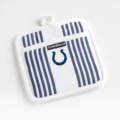 Crate & Barrel Nfl Indianapolis Colts Cuisine Stripe Indigo Organic Cotton Pot Holder In White