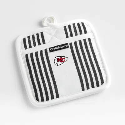 Crate & Barrel Nfl Kansas City Chiefs Cuisine Stripe Black Organic Cotton Pot Holder In White