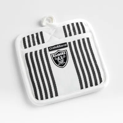 Crate & Barrel Nfl Las Vegas Raiders Cuisine Stripe Black Organic Cotton Pot Holder In Black/white