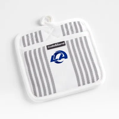 Crate & Barrel Nfl Los Angeles Rams Cuisine Stripe Grey Organic Cotton Pot Holder In Grey/white