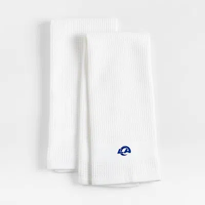 Crate & Barrel Nfl Los Angeles Rams Waffle-terry White Organic Cotton Kitchen Towels, Set Of 2