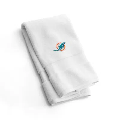 Crate & Barrel Nfl Miami Dolphins Organic Turkish Cotton White Hand Towels, Set Of 2