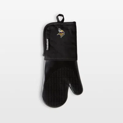 Crate & Barrel Nfl Minnesota Vikings Black Organic Cotton Oven Mitt With Silicone Grip