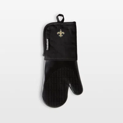 Crate & Barrel Nfl New Orleans Saints Black Organic Cotton Oven Mitt With Silicone Grip