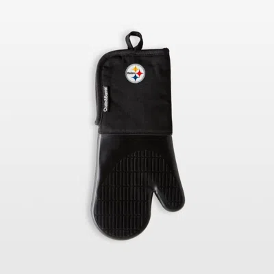 Crate & Barrel Nfl Pittsburgh Steelers Black Organic Cotton Oven Mitt With Silicone Grip