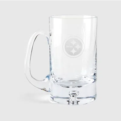 Crate & Barrel Nfl Pittsburgh Steelers Direction 22-oz. Hand-blown Beer Mug, Set Of 4 In Clear