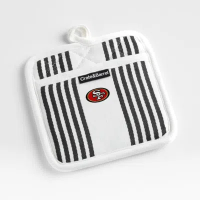 Crate & Barrel Nfl San Francisco 49ers Cuisine Stripe Black Organic Cotton Pot Holder In White