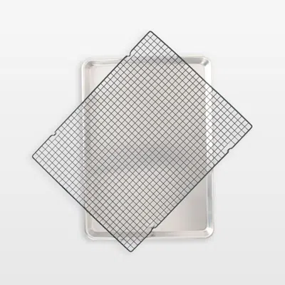Crate & Barrel Nordic Ware Naturals Big Sheet Pan With Oven Safe Grid Cooling Rack, 15x21" In Silver