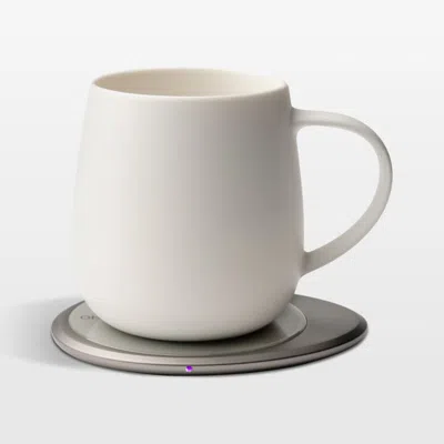 Crate & Barrel Ohom Ui 3 Jasmine White Heated Coffee Mug