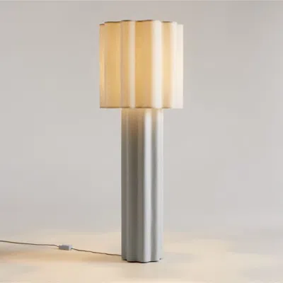 Crate & Barrel Ola Warm White Linen Floor Lamp 65"