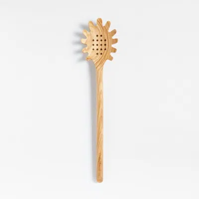 Crate & Barrel Olivewood Pasta Spoon In Brown