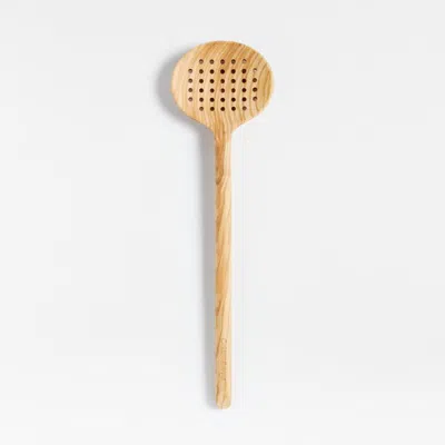 Crate & Barrel Olivewood Slotted Spoon In Brown