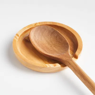 Crate & Barrel Olivewood Spoon Rest In Brown
