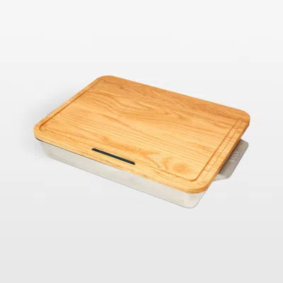 Crate & Barrel Ooni Large 17.5" Stainless Steel Roasting Pan With Rack And Cutting Board Set In Neutral