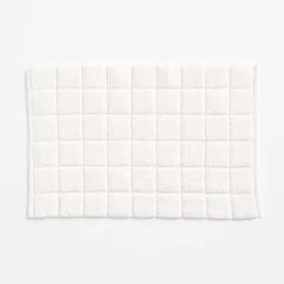 Crate & Barrel Organic Cotton Check Crisp White Bath Mat