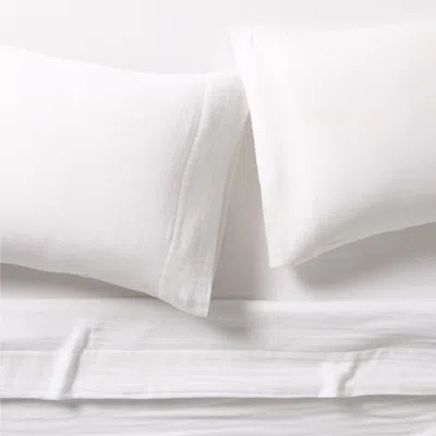 Crate & Barrel Organic Cotton Gauze Crisp White King Bed Sheet Set