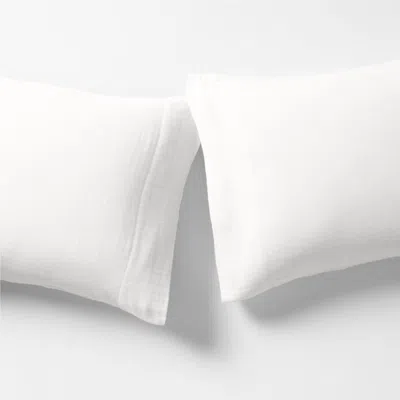 Crate & Barrel Organic Cotton Gauze Crisp White King Pillowcases, Set Of 2