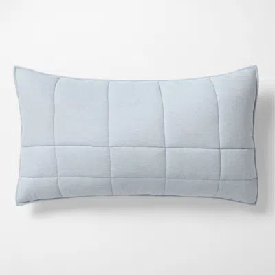 Crate & Barrel Organic Cotton Heathered Mist Blue Grid King Bed Pillow Sham