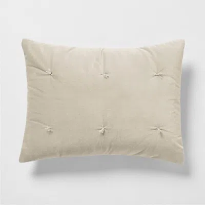 Crate & Barrel Organic Cotton Linen Velvet Sand Beige Standard Bed Pillow Sham In Neutral