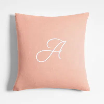 Crate & Barrel Organic Cotton Monogrammable 20"x20" Elegant Pink Throw Pillow Cover