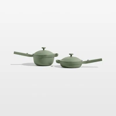 Crate & Barrel Our Place Sage Ceramic Nonstick Mini Cookware Duo In Green
