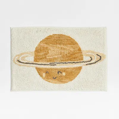 Crate & Barrel Outer Space 100% Organic Cotton Kids Bath Mat In Orange