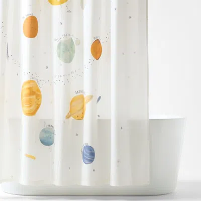 Crate & Barrel Outer Space 100% Organic Cotton Kids Shower Curtain In Multi