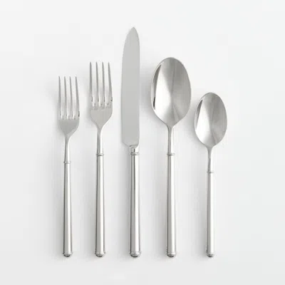Crate & Barrel Oxford Mirror 5-piece Flatware Place Setting In Silver