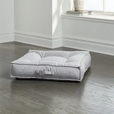 Crate & Barrel Piazza Medium Allumina Tufted Dog Bed In Gray