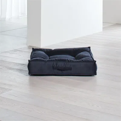 Crate & Barrel Piazza Medium Shale Tufted Dog Bed In Gray