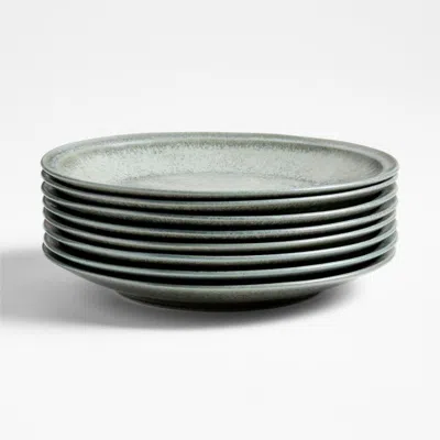 Crate & Barrel Prairie Moss Green Recycled Stoneware Dinner Plates, Set Of 8