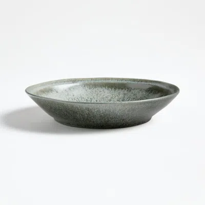 Crate & Barrel Prairie Moss Green Recycled Stoneware Low Bowl