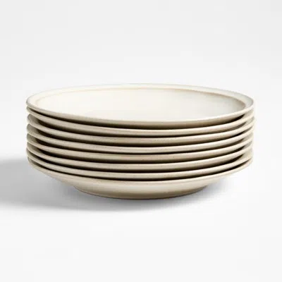 Crate & Barrel Prairie Natural Recycled Stoneware Dinner Plates, Set Of 8 In White