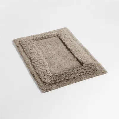 Crate & Barrel Raffee Stone Taupe Fluffy Cotton Bath Mat In Neutral
