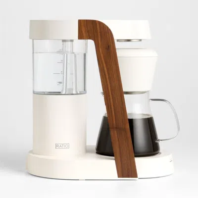 Crate & Barrel Ratio Eight Series 2 Linen White And Walnut Coffee Maker