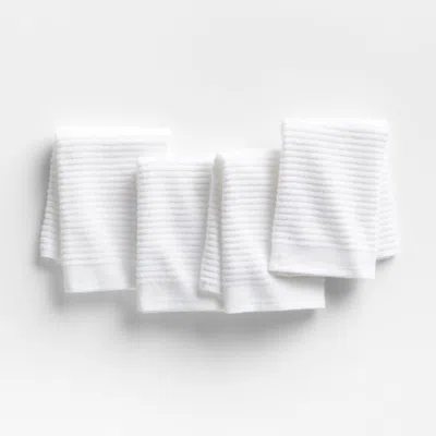 Crate & Barrel Ribbed Bar Mop White Organic Cotton Dish Cloths, Set Of 4