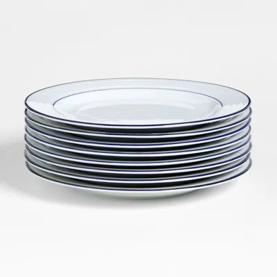 Crate & Barrel Roulette Blue Band Dinner Plates, Set Of 8
