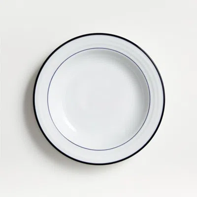 Crate & Barrel Roulette Blue Band Salad Plate In White
