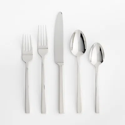 Crate & Barrel Royce Mirror 5-piece Flatware Place Setting In Silver